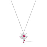 FANCIME "Soluna Nexus" Collar de plata de ley con rubí, piedra de nacimiento de julio