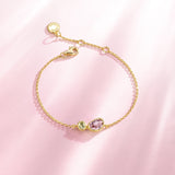 Pulsera de plata con amatista y peridoto, piedras de nacimiento Jardín secreto