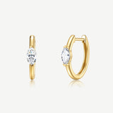 Pendientes huggie solitarios marquesa de diamante cultivado en laboratorio de 0.25 ct en oro amarillo de 14K
