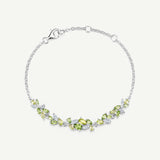 Pulsera de Plata con Barra de Flor “Susurro de Glicina” con Peridoto