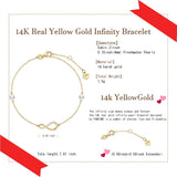 Pulsera de infinito de oro amarillo de 14K con perlas de agua dulce de 4MM, pulsera ajustable, joyería fina