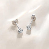 Pendientes de botón solitario con diamante cultivado en laboratorio 0.3CTTW, engaste de cuatro garras, oro blanco de 14K