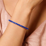 Pulsera de tenis de plata de ley con zafiro azul "Sabiduría Real"