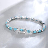 Pulsera de plata de ley con turquesa azul talla fancy corte tenis "Glamour Radiance"