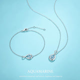 Pulsera de plata de ley con símbolo infinito y aguamarina piedra de nacimiento de marzo "Infinite Embrace"