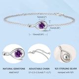 Pulsera de plata de ley con símbolo infinito y amatista piedra de nacimiento de febrero "Infinite Embrace"