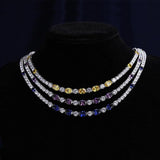 "Resplandor Glamuroso" Collar de tenis de plata de ley con zafiro azul de corte fancy, piedra de nacimiento de septiembre