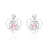 Pendientes colgantes de plata esterlina "Amor de rosa" FANCIME