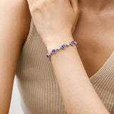 Pulsera de tenis de plata de ley FANCIME "Srta. Encantadora" Halo Corazón con amatista
