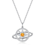 FANCIME Collar de plata de ley con piedra de nacimiento citrino de noviembre "Promesa estelar"