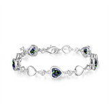 Pulsera de tenis de plata de ley FANCIME Halo Corazón con piedra de nacimiento de junio de alejandrita