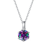 Collar con colgante de piedra de nacimiento alejandrita en oro blanco macizo de 14K y cadena de plata de ley FANCIME "Flor Eterna"