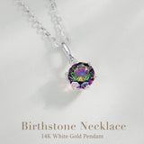 Collar con colgante de piedra de nacimiento alejandrita en oro blanco macizo de 14K y cadena de plata de ley FANCIME "Flor Eterna"