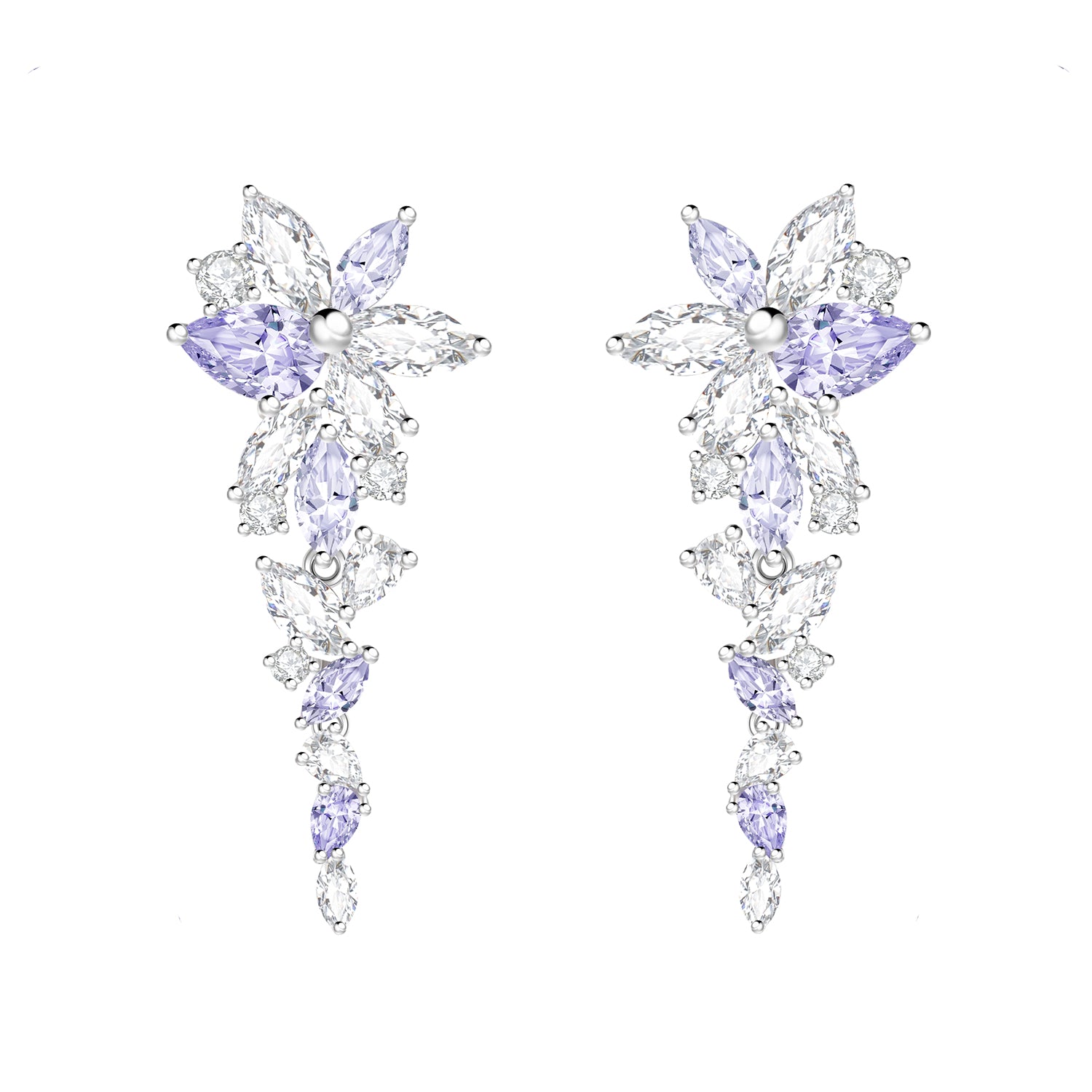 FANCIME "Wisteria Bouquet" Pendientes de plata de ley con racimo de pétalos y cierre de presión