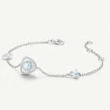 Trinity Textured Silver Bracelet in Created Aquamarine