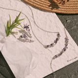 Collar de Plata con Barra de Flor “Susurro de Glicina” con Turmalina Rosa