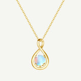 "Abrazo Infinito" Collar con colgante de símbolo de infinito en plata de ley con piedra luna, piedra de nacimiento de junio - Oro