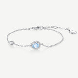Pulsera de plata con piedra de nacimiento Ojo del océano en aguamarina