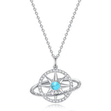 FANCIME Collar de plata de ley con piedra de nacimiento turquesa de diciembre "Promesa estelar"