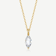 Collar solitario marquesa de diamante cultivado en laboratorio de 0.55 ct en oro amarillo de 14K