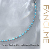 Pulsera de plata de ley con turquesa azul talla fancy corte tenis "Glamour Radiance"
