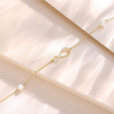 Pulsera de infinito de oro amarillo de 14K con perlas de agua dulce de 4MM, pulsera ajustable, joyería fina