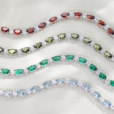 Pulsera de plata de ley con aguamarina talla fancy corte tenis "Glamour Radiance" piedra de nacimiento de marzo
