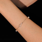 Pulsera de infinito de oro amarillo de 14K con perlas de agua dulce de 4MM, pulsera ajustable, joyería fina