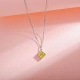 Collar de plata de ley FANCIME "Princess Dream" con gema cuadrada citrino amarillo de noviembre