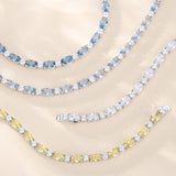 Pulsera de plata de ley con topacio azul talla fancy corte tenis "Glamour Radiance" piedra de nacimiento de diciembre