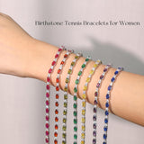 Pulsera de plata de ley con granate talla fancy corte tenis "Glamour Radiance" piedra de nacimiento de enero