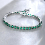 Pulsera de tenis de plata de ley con esmeralda verde "Fortuna Real"