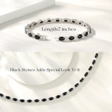 Pulsera de plata de ley con ónix negro talla fancy corte tenis "Glamour Radiance"