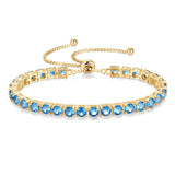 Pulsera de tenis de plata de ley con topacio piedra de nacimiento de diciembre "Eternal Elegance" Cadena bolo clásica