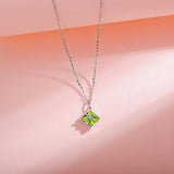 Collar de plata de ley FANCIME "Princess Dream" con gema cuadrada peridoto de agosto
