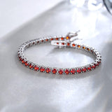 Pulsera de tenis de granate rojo de plata de ley "Bold Strength"