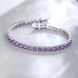 Pulsera de tenis de plata de ley con amatista "Púrpura Espiritual"