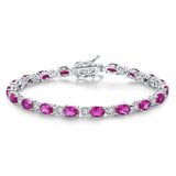 Pulsera de tenis de plata de ley con turmalina talla fancy cut piedra de nacimiento de octubre "Glamour Radiance"