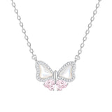 Collar de plata de ley con lazo mariposa “Pearl Kiss” de FANCIME
