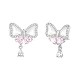Pendientes de plata de ley con lazo mariposa “Pearl Kiss” de FANCIME