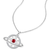 FANCIME Collar de plata de ley con piedra de nacimiento rubí de julio "Promesa estelar"