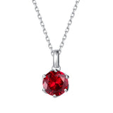 Collar con colgante de piedra de nacimiento rubí en oro blanco macizo de 14K y cadena de plata de ley FANCIME "Flor Eterna"