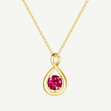 "Abrazo Infinito" Collar con colgante de símbolo de infinito en plata de ley con rubí, piedra de nacimiento de julio - Oro