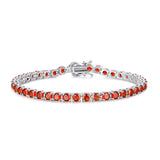 Pulsera de tenis de granate rojo de plata de ley "Bold Strength"