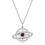 FANCIME Collar de plata de ley con piedra de nacimiento granate de enero "Promesa estelar"