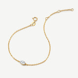 Pulsera solitaria marquesa de diamante cultivado en laboratorio de 0.31 ct en oro amarillo de 14K