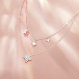 Collar de dos capas FANCIME "Starlit Melody" de plata esterlina