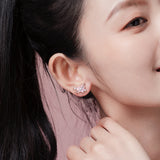 FANCIME "Sweetheart" Pendientes de plata de ley con planeta rosa y cierre de presión