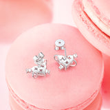 FANCIME "Sweetheart" Pendientes de plata de ley con planeta rosa y cierre de presión