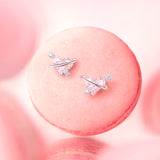 FANCIME "Sweetheart" Pendientes de plata de ley con planeta rosa y cierre de presión